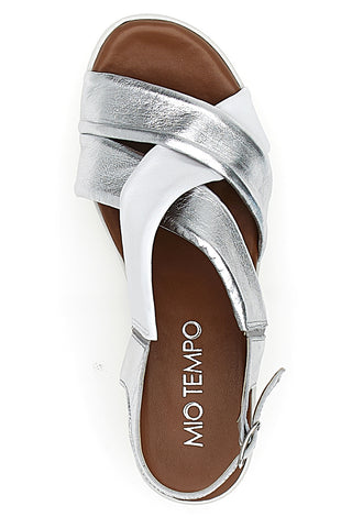 Silberne Sandalen mit Plateau und Obermaterial aus Leder Mio Tempo 269020