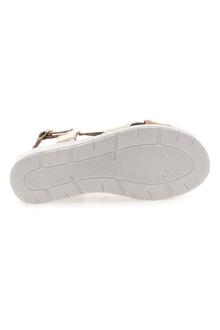 Platin-Sandalen mit Plateau und Obermaterial aus Leder Mio Tempo 269020