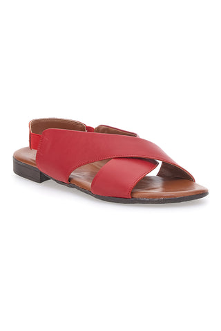 Sandali Rossi Flat In Vera Pelle Con Elastico Pittarello Look 225435