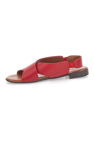 Sandali Rossi Flat In Vera Pelle Con Elastico Pittarello Look 225435