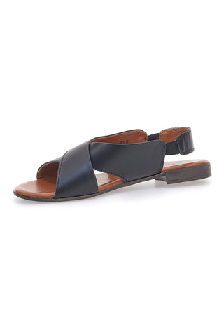 Sandali Neri Flat In Vera Pelle Con Elastico Pittarello Look 225435