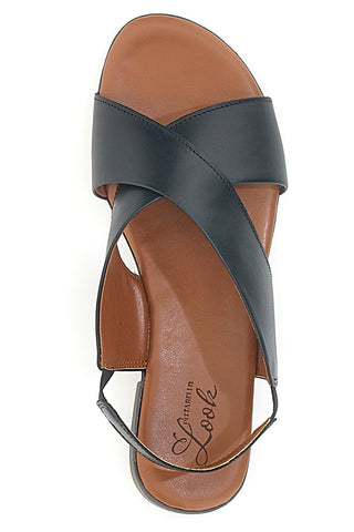 Sandali Neri Flat In Vera Pelle Con Elastico Pittarello Look 225435