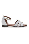 Niedrige weiße Sandalen mit Nieten Pittarello-Look 225485