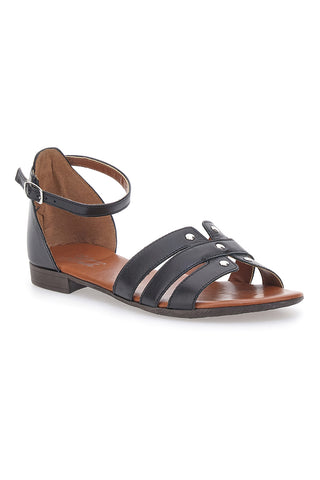 Schwarze niedrige Sandalen mit Nieten Pittarello Look 225485