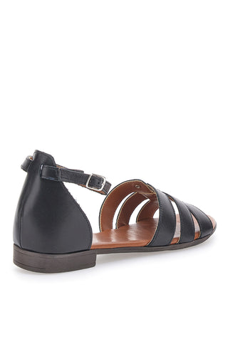 Schwarze niedrige Sandalen mit Nieten Pittarello Look 225485