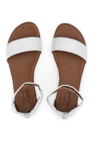 Sandali Bassi Bianchi con Cinturino alla Caviglia Pittarello Look 225495