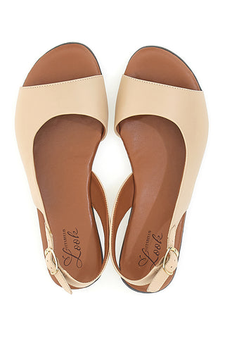 Beige Sandalen mit Obermaterial aus Leder und niedrigem Absatz im Pittarello-Look 225110