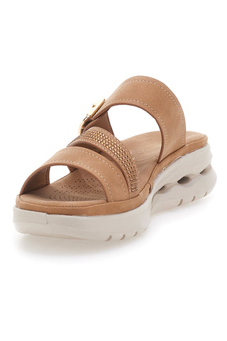 Braune gepolsterte Hausschuhe mit Schnalle Plocadi 180114