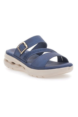 Blaue gepolsterte Hausschuhe mit Schnalle Plocadi 180114