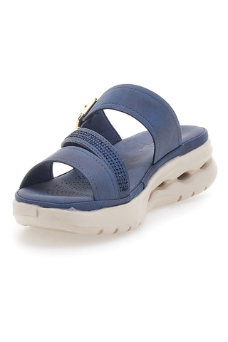 Blaue gepolsterte Hausschuhe mit Schnalle Plocadi 180114