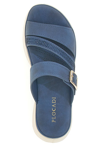 Blaue gepolsterte Hausschuhe mit Schnalle Plocadi 180114