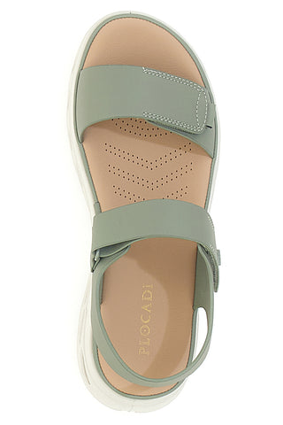 Grüne Sandalen mit Klettverschluss und gepolsterter Sohle Plocadi G88382
