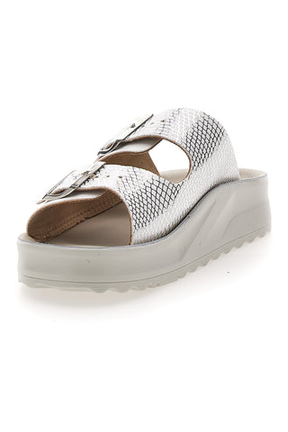 Ciabatte bianche con doppia fibbia e suola alta ondulata PITTARELLO BIO 392A206S