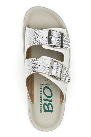 Ciabatte bianche con doppia fibbia e suola alta ondulata PITTARELLO BIO 392A206S