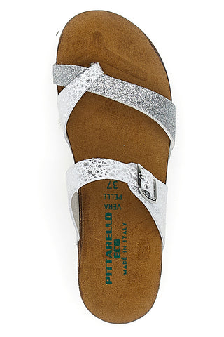 Ciabatte Infradito Bianche e Argento con Sottopiede in Pelle PITTARELLO ECO 293A311SR
