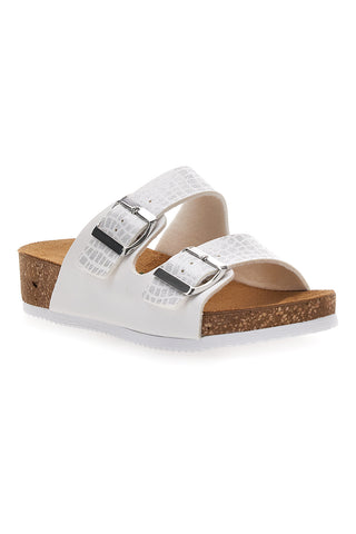 Weiße Sandalen mit Doppelschnalle und anatomischem Fußbett Pittarello Eco 293A20630SR