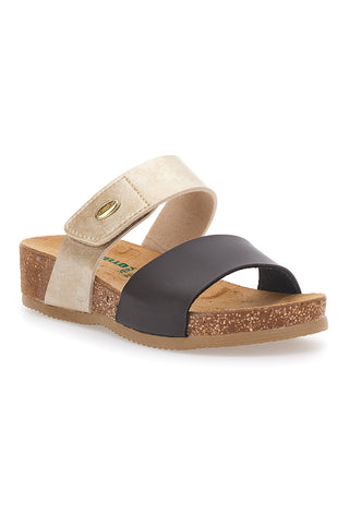 Beige-schwarze Hausschuhe mit Komfortsohle PITTARELLO ECO 293A480SR