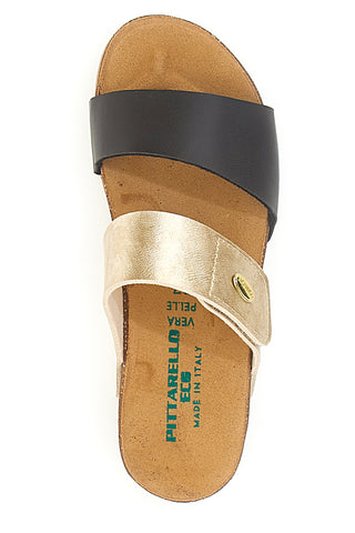 Beige-schwarze Hausschuhe mit Komfortsohle PITTARELLO ECO 293A480SR