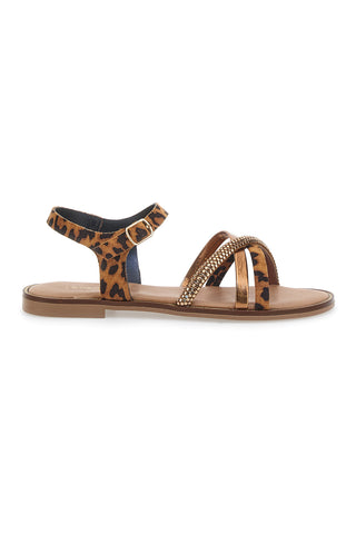 Bronzene Sandalen mit Leopardenmuster Le Havre Paris 5451