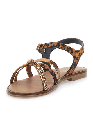 Bronzene Sandalen mit Leopardenmuster Le Havre Paris 5451