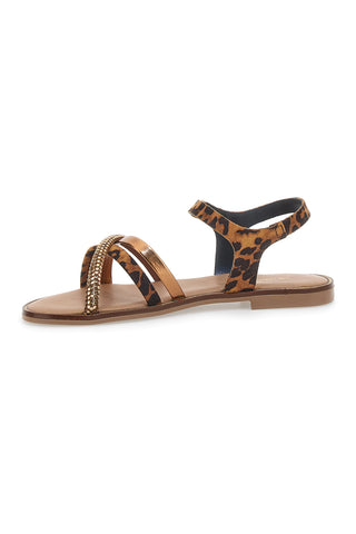 Bronzene Sandalen mit Leopardenmuster Le Havre Paris 5451