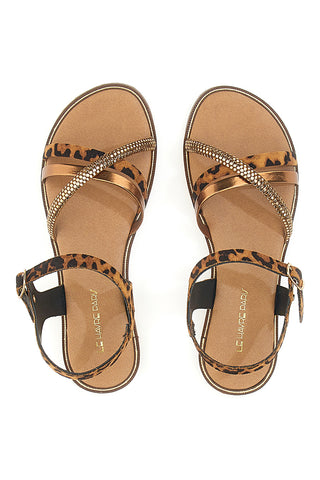 Bronzene Sandalen mit Leopardenmuster Le Havre Paris 5451