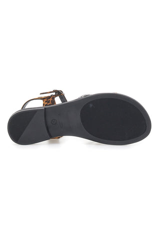 Schwarze Sandalen mit Leopardenmuster Le Havre Paris 5451