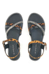 Schwarze Sandalen mit Leopardenmuster Le Havre Paris 5451