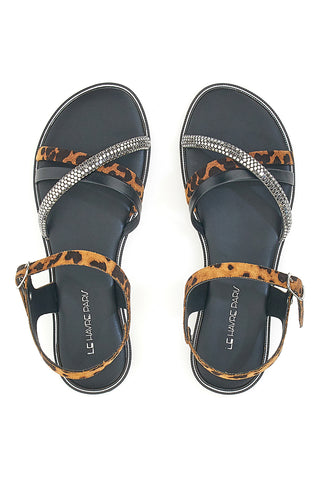Schwarze Sandalen mit Leopardenmuster Le Havre Paris 5451