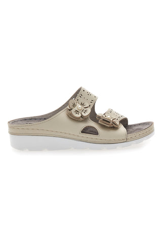Ciabatte beige traforate con doppia fibbia comfort TIGLIO 54344
