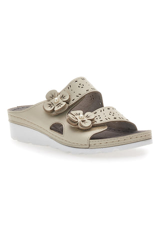 Ciabatte beige traforate con doppia fibbia comfort TIGLIO 54344