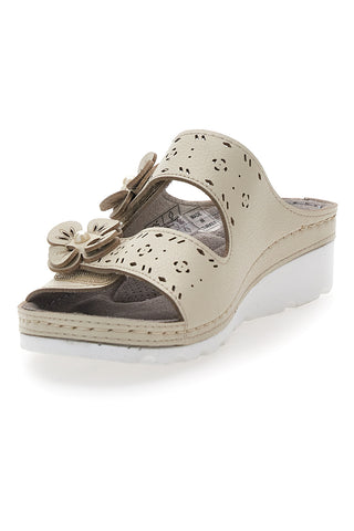 Ciabatte beige traforate con doppia fibbia comfort TIGLIO 54344