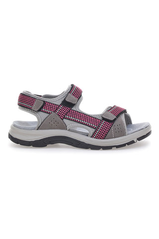 Graue und fuchsiafarbene Sportsandalen mit Klettverschluss TIGLIO 51358