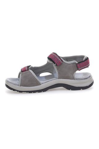 Graue und fuchsiafarbene Sportsandalen mit Klettverschluss TIGLIO 51358