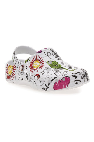 Woz 6 Damen-Clogs mit mehrfarbigem Blumendruck
