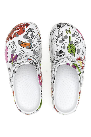 Woz 6 Damen-Clogs mit mehrfarbigem Blumendruck