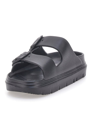 Woz 7 Schwarze Gummi-Hausschuhe mit hoher Sohle