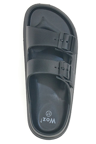 Woz 7 Schwarze Gummi-Hausschuhe mit hoher Sohle