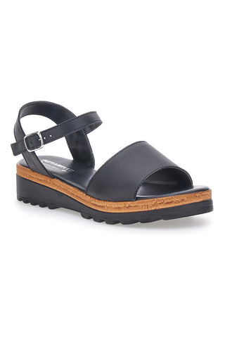 Sandali Neri con Cinturino e Tomaia in Pelle Made in Italy PITTARELLO 3185070811