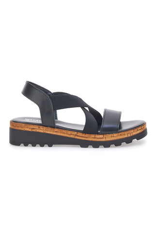 Schwarze Sandalen mit Gummizug vorne und Obermaterial aus Leder PITTARELLO 310570811