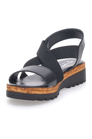Sandali Neri con Elastici Frontali e Tomaia in Pelle PITTARELLO 310570811