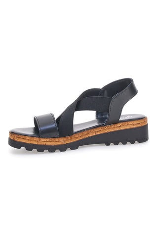 Sandali Neri con Elastici Frontali e Tomaia in Pelle PITTARELLO 310570811