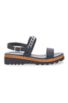 Schwarze Sandalen mit Doppelband und goldener Kette Made in Italy PITTARELLO 333070811