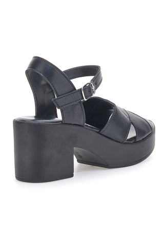 PITT.LOVE 315671082 Schwarze Sandalen aus echtem Leder