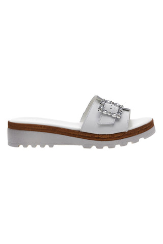 Weiße Slipper mit dekorativer Schnalle Made in Italy PITTARELLO 356670811