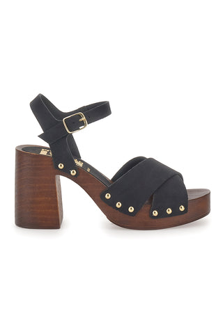 Sandali neri con tacco largo e borchiette Pittarello Love 9086