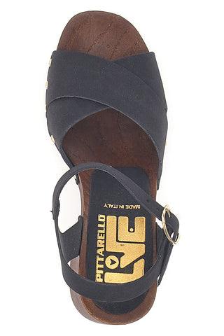 Schwarze Sandalen mit Blockabsatz und Nieten Pittarello Love 9086