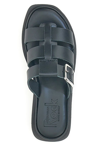 Ciabatte Nere In Pelle Made in Italy Pittarello Rock 5827