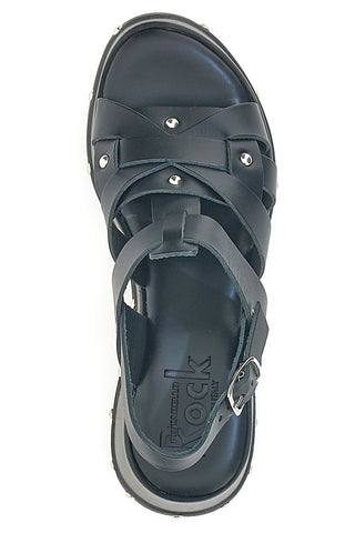 Plateausandalen aus Leder mit Nieten, hergestellt in Italien, Pittarello 15764