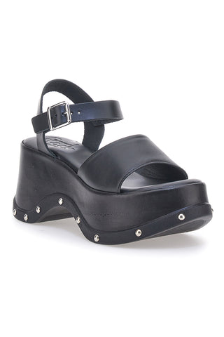 Sandali Neri In Vera Pelle con Platform Alto PITTARELLO ROCK 15777/Z